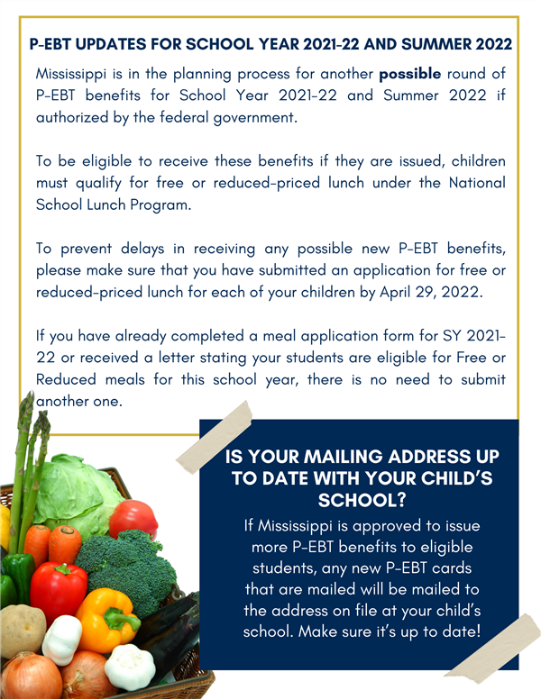 If your child gets free or reduced lunch, you qualify for EBT